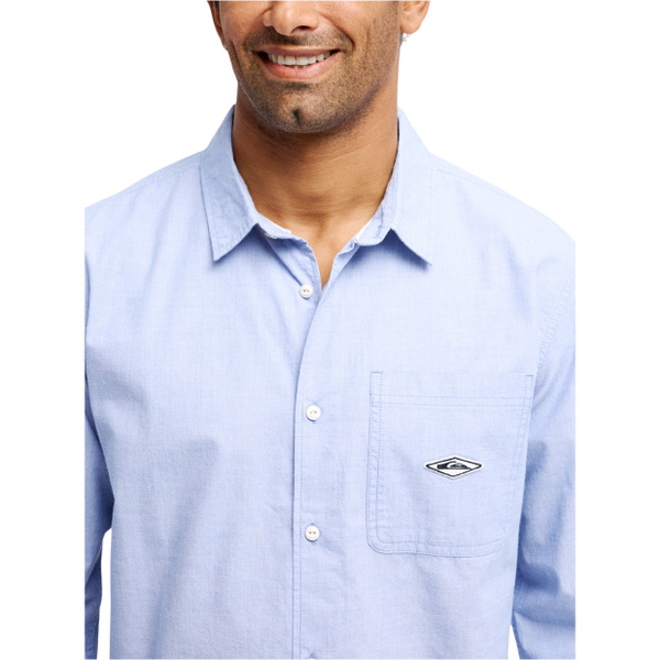 2026 Quiksilver Hombres Diamante Chambray Camisa EQYWT04666 - Ashley Blue